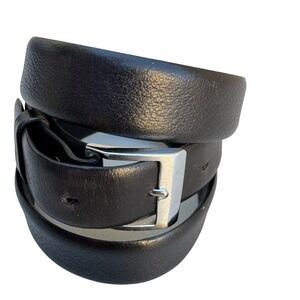 Vincent Simeone Carrara Black Steerhide Leather Belt Mens 36 Solid Brass Buckle